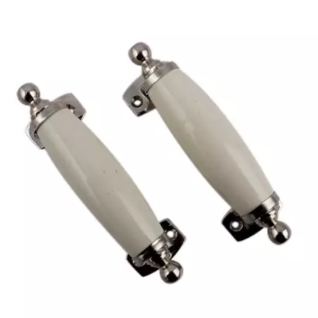 Cream Small Ceramic Silver Door Handles